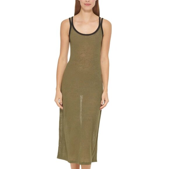DKNY Double-Strap Swim Cover-up Dress Moss Green L - Picture 1 of 13